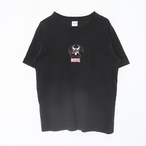 MARVEL 마블 블랙 코튼 자수 티셔츠 (가슴단면 45cm)