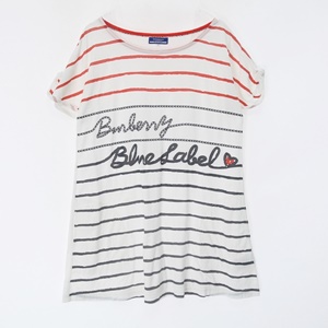 BURBERRRY BLUE LABEL 버버리 블루라벨 코튼 화이트 티셔츠 (가슴단면 48cm)