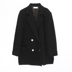 [Yves Sanit Laurent]입생로랑 울 블랙 노카라 더블 자켓(가슴단면 51cm)